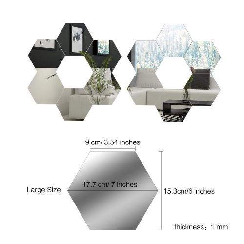  BBTO Mirror Sheets Flexible Non Glass Mirror Plastic Mirror Self Adhesive Tiles Mirror Wall Stickers (15 Pieces，Size 3)