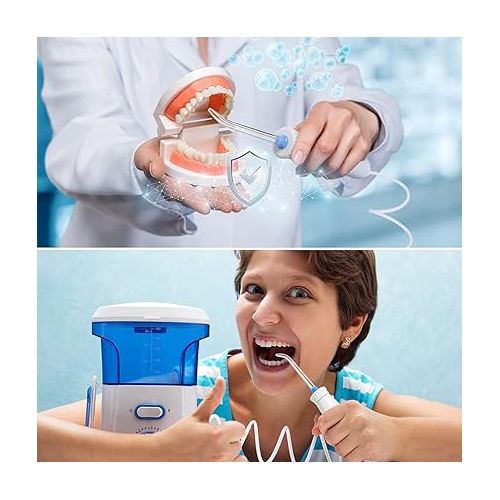 BBTO Oral Hygiene Accessories Standard Water Hose Plastic Handle with Water Flosser Replacement Jet Tip, Compatible with Waterpik Oral Irrigator WP-100 WP-300 WP-660 WP-900 (4 Pieces)