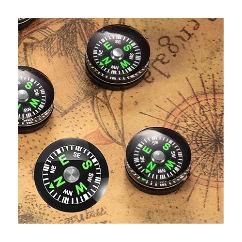  200 Pieces Button Compass Mini Black Survival Compass Oil Filled Compass for Camping Hiking Boating Touring