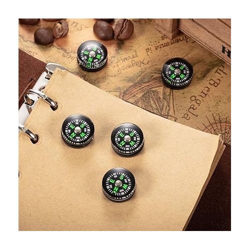  200 Pieces Button Compass Mini Black Survival Compass Oil Filled Compass for Camping Hiking Boating Touring