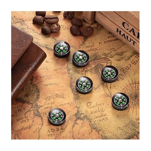  200 Pieces Button Compass Mini Black Survival Compass Oil Filled Compass for Camping Hiking Boating Touring