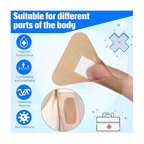  400 Pcs Flexible Fabric Adhesive Bandages Bulk Assorted Bandages Breathable Bandages Fingertip Bandages for Finger Wound Family First Aid Skin Wrap (8 Styles)