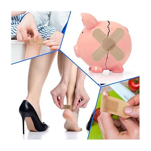  400 Pcs Flexible Fabric Adhesive Bandages Bulk Assorted Bandages Breathable Bandages Fingertip Bandages for Finger Wound Family First Aid Skin Wrap (8 Styles)