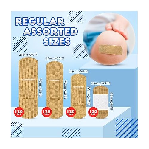  600 Pieces Assorted Bandages, Flexible Fabric Adhesive Bandages Family Variety Pack, Small Comfortable Fingertip Bandages Bulk for Wound, Various Sizes Spot Bandage, Round Cloth Bandages for Aids