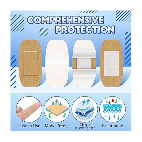  600 Pieces Assorted Bandages, Flexible Fabric Adhesive Bandages Family Variety Pack, Small Comfortable Fingertip Bandages Bulk for Wound, Various Sizes Spot Bandage, Round Cloth Bandages for Aids