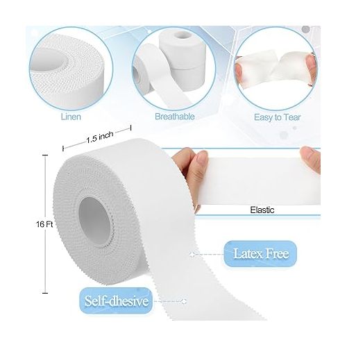  BBTO 40 Rolls Athletic Sport Tape 1.5 Inches x 15 Yards Athletic Bandage Tape Cotton Medical Sports Tape for Athletes Trainers Ankles Wrists Hands and Knees(White)