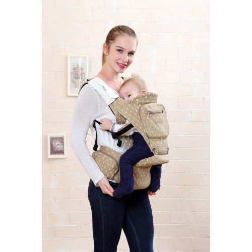  BBWW All Seasons 6-in-1 Classic Baby/Child Carrier and Sling with Hip Seat/Stool for Infant&Toddler,Ergonomic and 100% Cotton w/Cool Mesh,Baby Shower Gift!