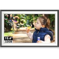 Digital Picture Frame, 15.6 Inch 32GB Large WiFi Digital Photo Frame Electronic, 1920 * 1080 IPS FHD Touch Screen, Slideshow, Auto Rotate, Wall-Mounted, Easy to Load Photos and Videos from Phone App