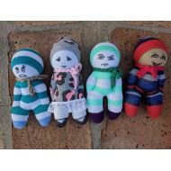 /BBeautifulDesign Set of 4 Handmade Waldorf Baby Doll Pocket Doll Sock Doll Girl Boy OOAK Good Touch Bad Touch Therapy Emotion Psychology Child Developement