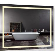 B&C 30x36 inch Super Slim Bathroom Mirror Vertical or Horizontal|LED Lighted|Polished Edge Frameless|Defogger and Dimmer with Memory|Touch Switch|Non Copper Silver Backed