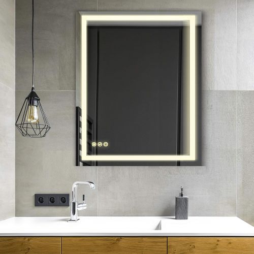  B&C 30x36 inch Super Slim Bathroom Mirror Vertical or Horizontal|LED Lighted|Polished Edge Frameless|Defogger and Dimmer with Memory|Touch Switch|Non Copper Silver Backed