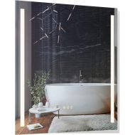 B&C 30x36 inch Super Slim Bathroom Mirror Vertical| 2 Led Strips| Polished Edge &Frameless | Defogger & Dimmer|Touch Switch|Copper Free Silver Backed