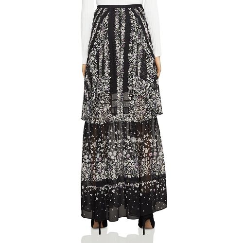  BCBGMAXAZRIA Ziata Ruffled Floral Print Maxi Skirt