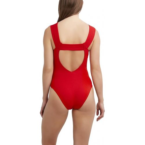  BCBGMAXAZRIA Women's Standard One Piece Swimsuit with Cross Front Off The Shoulder Straps