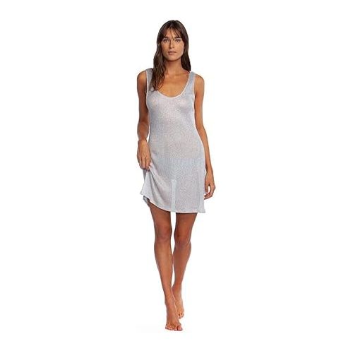  BCBGMAXAZRIA womens Sheer Tank Racer Back Shimmer Dress Cover-up