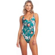 BCBGMAXAZRIA Women's Standard Crossback Strappy Tie Front Open Side One Piece Swimsuit