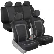 BDK Advanced Performance Car Seat Covers - Instant Install Sideless Fronts + Full Interior Set for Auto (Black  Charcoal Gray)