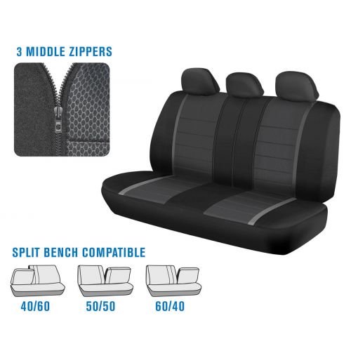  BDK Advanced Performance Car Seat Covers - Instant Install Sideless Fronts + Full Interior Set for Auto (Black  Charcoal Gray)