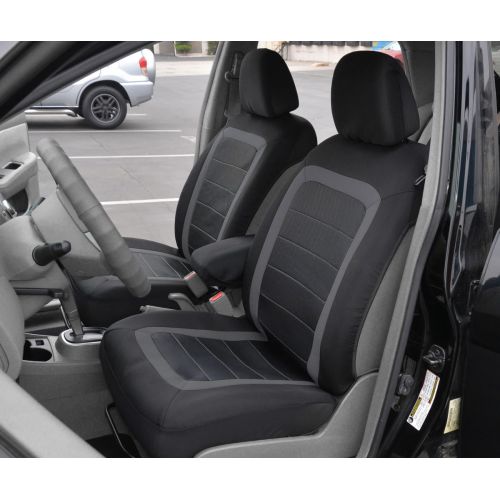  BDK Advanced Performance Car Seat Covers - Instant Install Sideless Fronts + Full Interior Set for Auto (Black  Charcoal Gray)