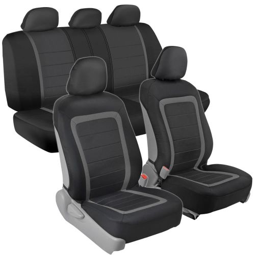  BDK Advanced Performance Car Seat Covers - Instant Install Sideless Fronts + Full Interior Set for Auto (Black  Charcoal Gray)