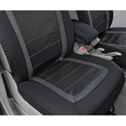  BDK Advanced Performance Car Seat Covers - Instant Install Sideless Fronts + Full Interior Set for Auto (Black  Charcoal Gray)