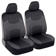 BDK Soft & Smooth Leatherette Sideless Front Car Seat Covers (Black & Charcoal Gray)