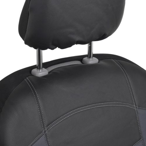  BDK Soft & Smooth Leatherette Sideless Front Car Seat Covers (Black & Charcoal Gray)