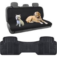 BDK TravelDog Car Seat Covers for Rear Bench, 100 Percent Waterproof, 2 Size with Rubber Floor Liner
