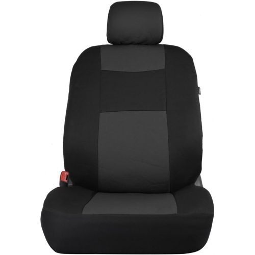  BDK OS309CC Charcoal Gray Polypro Black/Car Seat Cover, Easy Wrap Two-Tone Accent for Auto, Split Bench