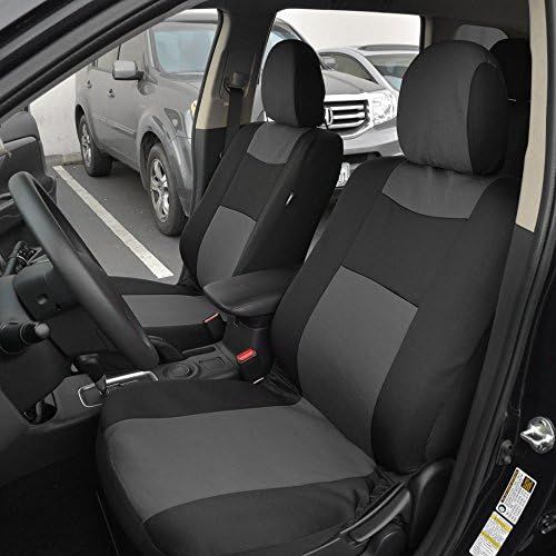  BDK OS309CC Charcoal Gray Polypro Black/Car Seat Cover, Easy Wrap Two-Tone Accent for Auto, Split Bench