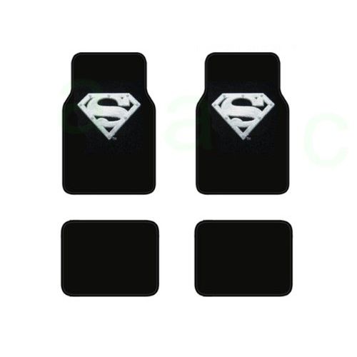  BDK A Set of 4 Universal Fit Plush Carpet Floor Mats For Cars / Trucks - Superman Silver Shield