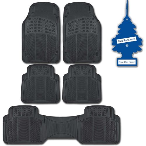  BDK BLACK 5 Piece All Weather Ridgeline Heavy Duty PVC Rubber Mats w/ NEWCAR