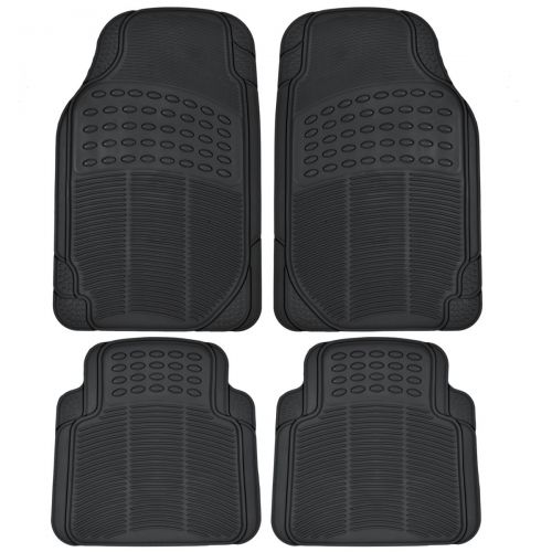  BDK 6pc Black Cargo Rubber Car Floor Mats All Weather Heavy Duty Set [Black]