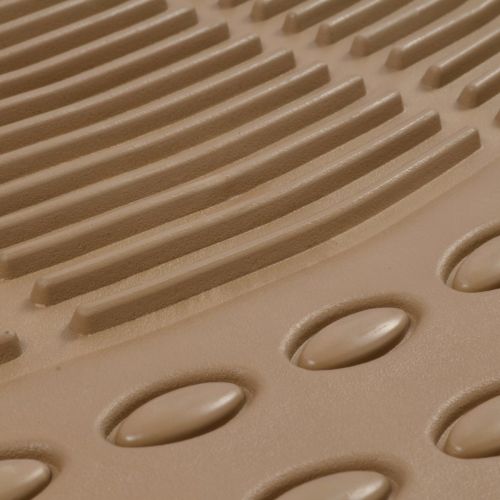  All Weather Beige Diamond Rubber Non-slip Ridged BDK Truck SUV Van Floor Mats 4 Pieces + Blackice