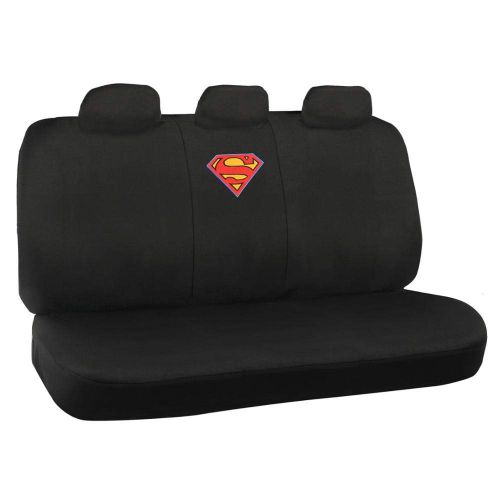  BDK Official Licensed Superman Seat Covers - Front Rear Full Set + 4 Pc Rubber Floor Mats