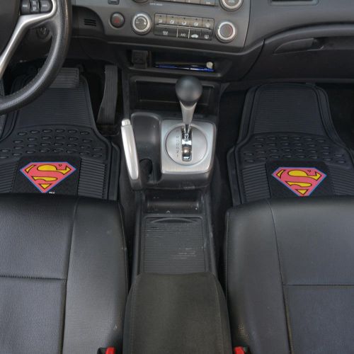  BDK Official Licensed Superman Seat Covers - Front Rear Full Set + 4 Pc Rubber Floor Mats