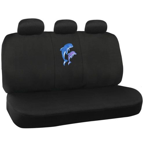  BDK Ocean Blue Dolphins Seat Covers and Floor Mats for Car, SUV - Auto Accessories Interior Kit Gift Set