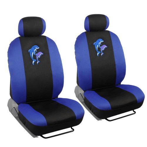  BDK Ocean Blue Dolphins Seat Covers and Floor Mats for Car, SUV - Auto Accessories Interior Kit Gift Set
