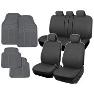 BDK InstaSeat Car Seat Covers & Floor Mats (Solid Gray) NeoCloth & All-Weather Rubber