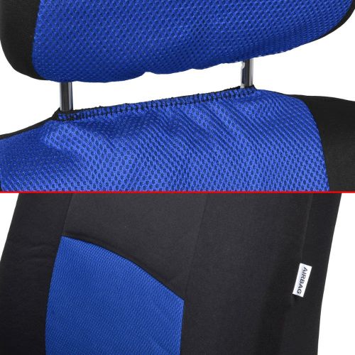  BDK Advanced Performance Car Seat Covers - Instant Install Sideless Fronts + Full Interior Set for Auto (Blue Combo)