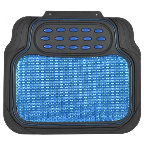  BDK Metallic Rubber Floor Mats for Car SUV & Truck - Semi Trimmable, 2 Tone Color Heavy Duty Protection(Blue/Black)