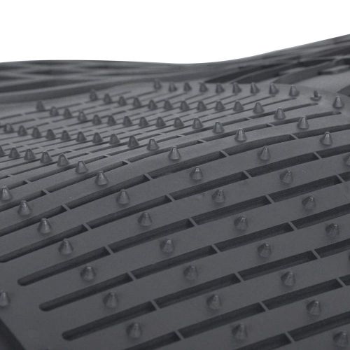  BDK M190 Black Rubber Car Floor Mats - Classic Square Grid Channels - Trim to Fit Feature, 100% Odorless