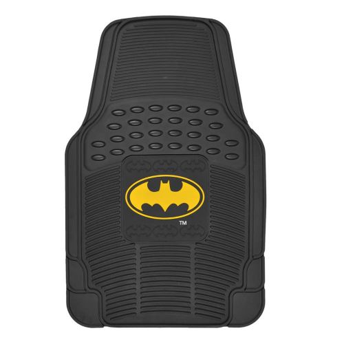  BDK WBMT-1372+MT-802-BK_AMZCJ2 Black Car Floor Mat (Batman Rubber, 4 PC Front Heavy Duty All Weather Protection - Trimmable to fit)