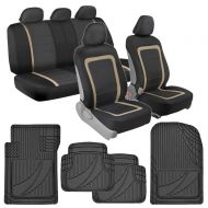 BDK Advanced Performance Car Seat Covers & Heavy Duty Rubber Floor Mats Combo (w/Adv Performance Mats)