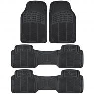 BDK Car SUV and Van Floor Rubber Mats - 3 Rows 4 Pieces, Heavy Duty All Weather Protection (Black)