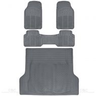 BDK ProLiner Gray All Weather Rubber Auto Floor Mats & Cargo Liner - Heavy Duty 4pc Set