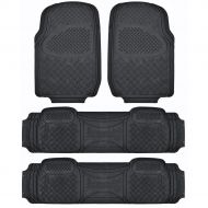 BDK Heavy Duty VAN SUV Rubber Floor MATS - 4 PCS, 3 Rows, Universal Fit