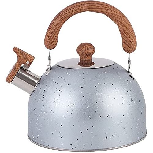  BDRSRX Tea Kettles Stovetop Whistling Teapot 2 Quart Stainless Steel Tea Pots for Stove Top Whistle Tea Pot with Wood Pattern Anti Slip Handle Water Kettle