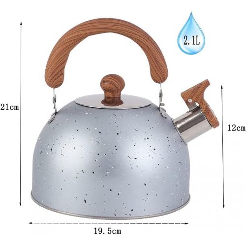  BDRSRX Tea Kettles Stovetop Whistling Teapot 2 Quart Stainless Steel Tea Pots for Stove Top Whistle Tea Pot with Wood Pattern Anti Slip Handle Water Kettle