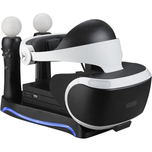  [아마존베스트]Lenboken PSVR 2ND Upgraded 4-in-1 Charge & Display Stand ,Generation Multi function Stand with Storage Headpiece Holder, 2 Move Controllers Rapid Charging Station and Processor Uni